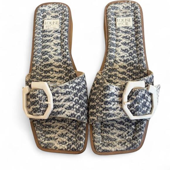 Y2K VINTAGE 2000'S CHUNKY WOODEN BUCKLE SANDALS 7.5 - Picture 2 of 7